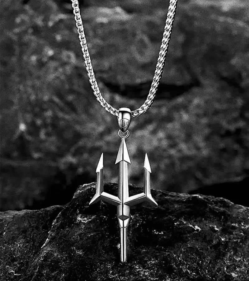 Stainless Steel Trident Necklace