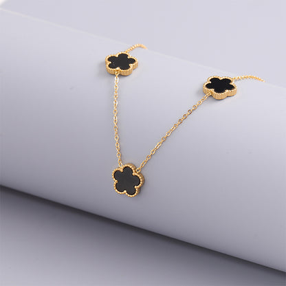 Four-leaf Clover Chain - Black/White