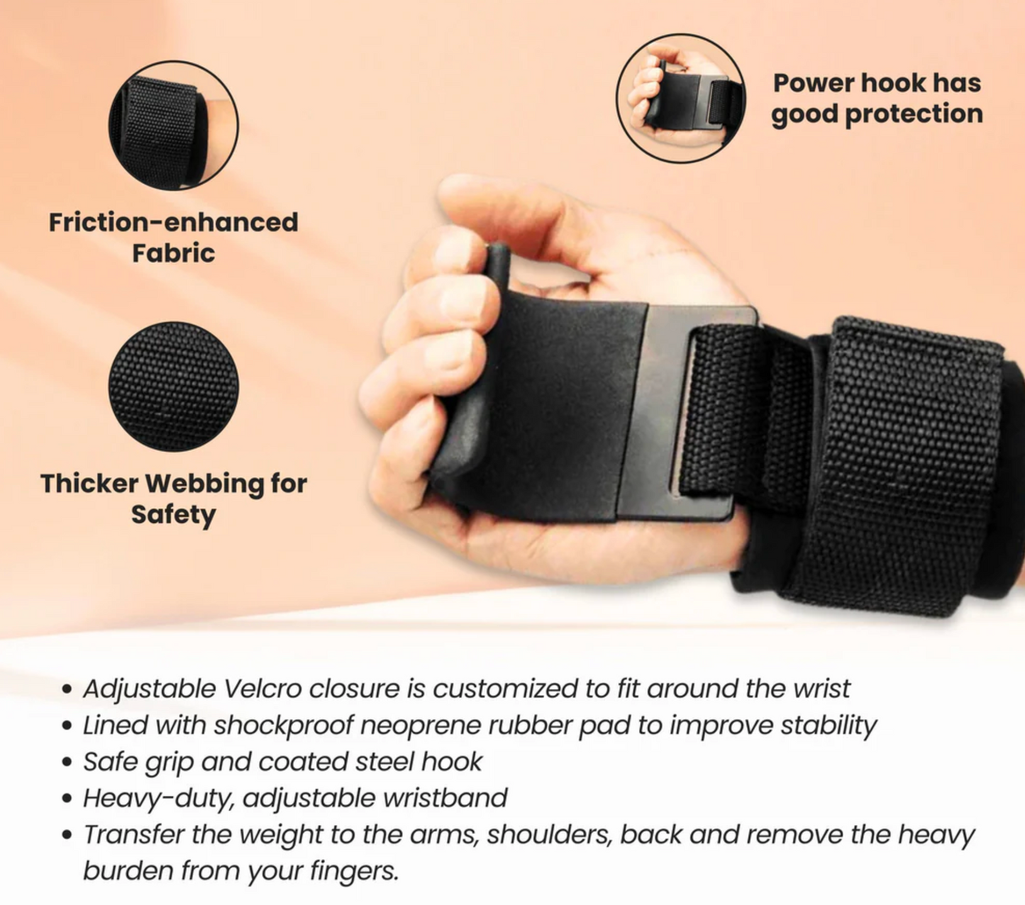 Adjustable Bodybuilding Wrist Hook Strap