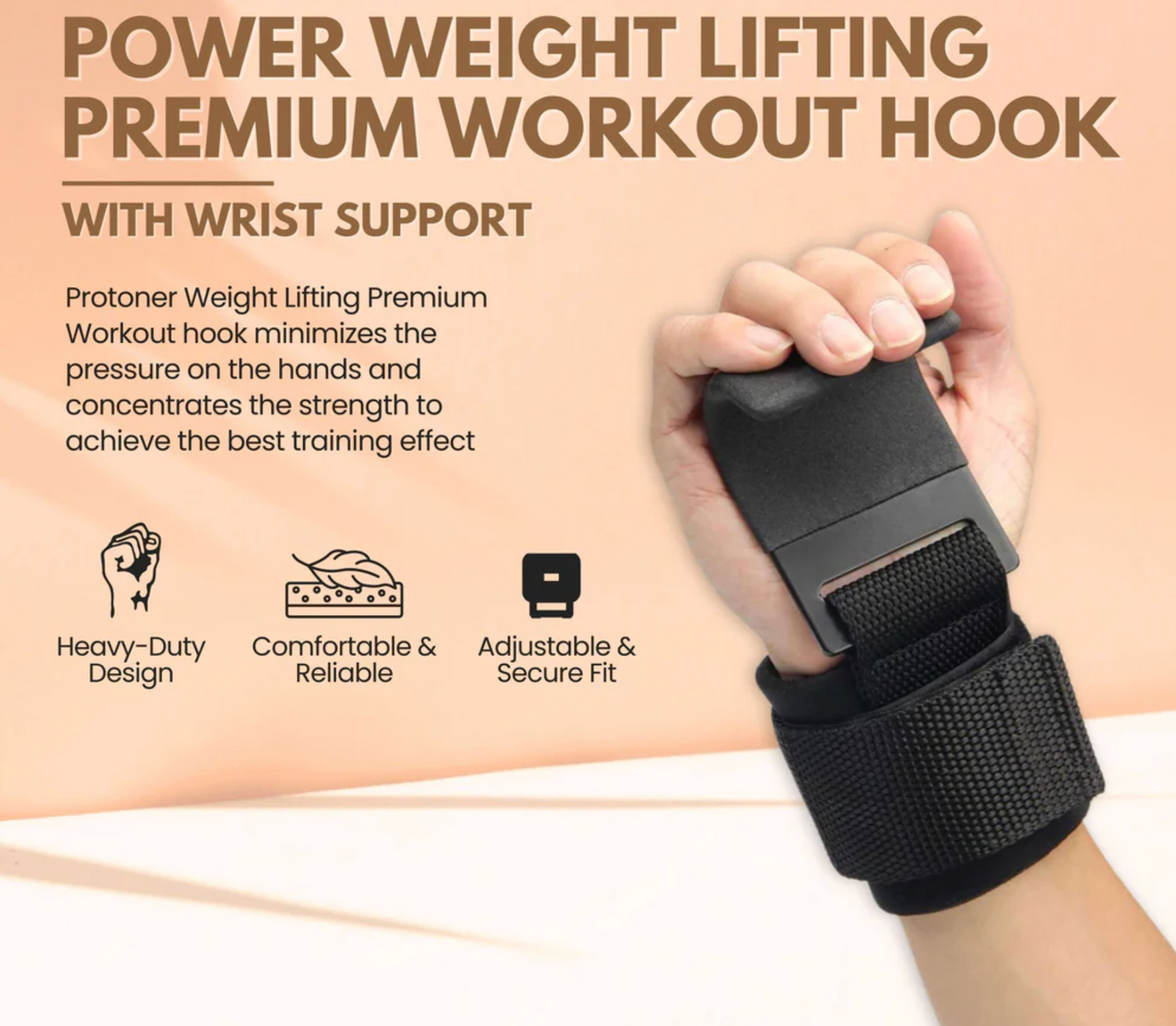 Adjustable Bodybuilding Wrist Hook Strap